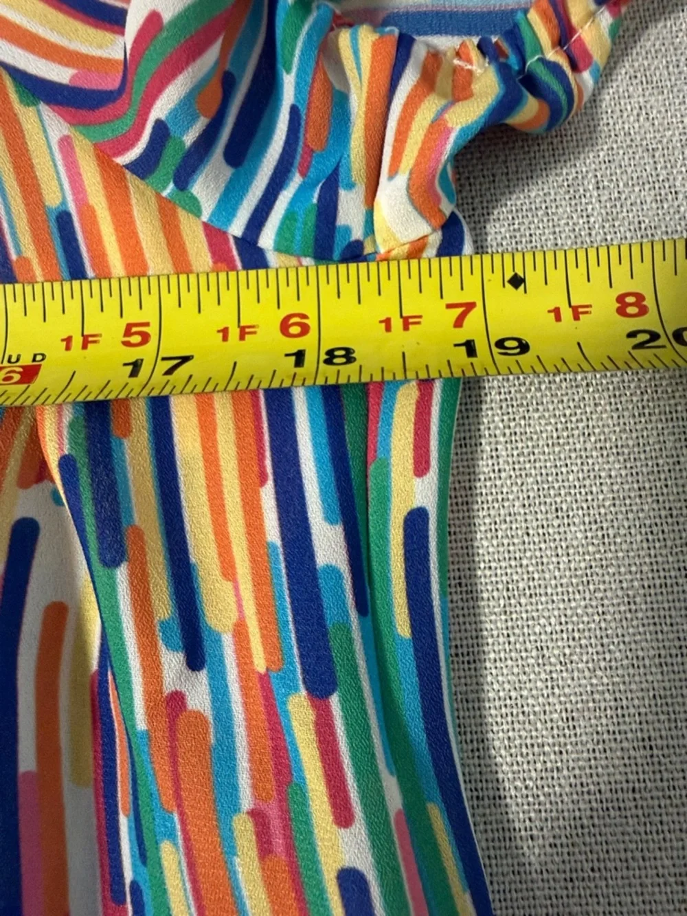 Spense Women’s Multicolor Abstract Stripe Peasant Top SZM - Picture 9 of 13